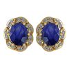 Certified 0.88 Ctw Blue Sapphire And Diamond 14K Yellow