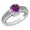 Image 1 : Certified 1.48 Ctw Amethyst And Diamond Wedding/Engagem