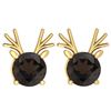 Certified 12.00 Ctw Smoky Quartz Stud Earrings 14K Gold