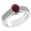 Certified 1.2Ctw Garnet And Diamond 14k White Gold Halo