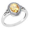 Certified 1.39 Ctw Citrine And Diamond 14k White Gold H