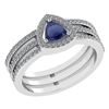 Certified 0.91 Ctw Blue Sapphire And Diamond 14k White