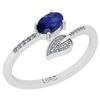 Certified 0.58 Ctw SI2/I1 Blue Sapphire And Diamond 14K