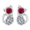 Certified 0.30 Ctw Ruby And Diamond 14k White Gold Halo