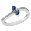 Certified 0.50 Ctw Blue Sapphire And Diamond 14k White