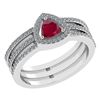 Certified 0.91 Ctw Ruby And Diamond 14k White Gold Halo