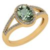 Image 1 : Certified 1.52 Ctw Green Amethyst And Diamond 14k Yello