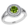 Certified 1.14 Ctw I2/I3 Peridot And Diamond 10K White