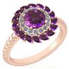 Image 1 : Certified 2.40 Ctw Amethyst And Diamond VS/SI1 Halo Rin