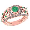 Certified 1.08 Ctw Emerald And Diamond Wedding/Engageme