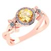 Certified 1.00 Ctw Citrine And Diamond 14k Rose Halo Go