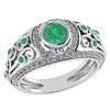 Certified 1.08 Ctw Emerald And Diamond Wedding/Engageme