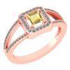 Certified 0.61 Ctw Fancy Yellow Diamond 18k Rose Halo G