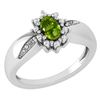 Certified 0.51 Ctw Peridot And Diamond 14k White Gold H