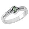 Certified 0.29 Ctw Green Amethyst And Diamond 14k White
