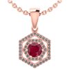Certified 0.69 Ctw Ruby And Diamond 14k Rose Gold Halo