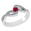 Certified 0.61 CTW Ruby And Diamond 14k White Gold Halo