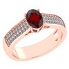 Certified 1.2Ctw Garnet And Diamond 14k Rose Gold Halo