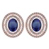 Certified 3.12 Ctw Blue Sapphire And Diamond 18K Rose G