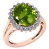 Certified 5.65 Ctw Peridot And Diamond VS/SI1 Halo Ring
