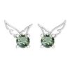 Certified 0.50 Ctw Green Amethyst Stud Earrings 14K Gol