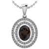 Certified 1.56 Ctw Smoky Quarzt And Diamond 18K White G