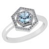 Certified 0.69 Ctw Aquamarine And Diamond 18K White Gol