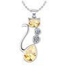 Certified 2.67 Ctw Citrine And Diamond VS/SI1 Cat Neckl