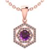 Certified 0.69 Ctw Amethyst And Diamond 18K Rose Gold H