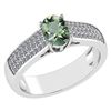 Certified 1.2Ctw Green Amethyst And Diamond 14k White G