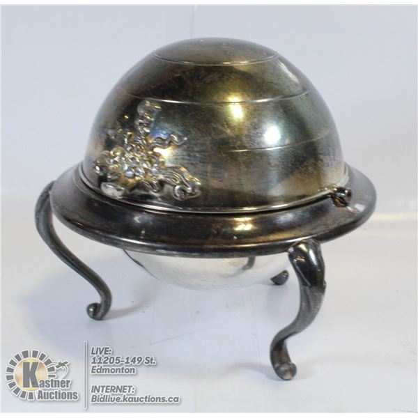 ANTIQUE FOOTED SILVER PLATE