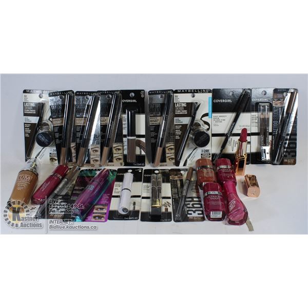 BAG OF NEW DRUG STORE MAKE-UP, LIPSTICK AND NAIL