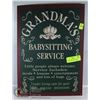 Image 1 : VINTAGE METAL GRANDMAS BABYSITTING SERVICE SIGN