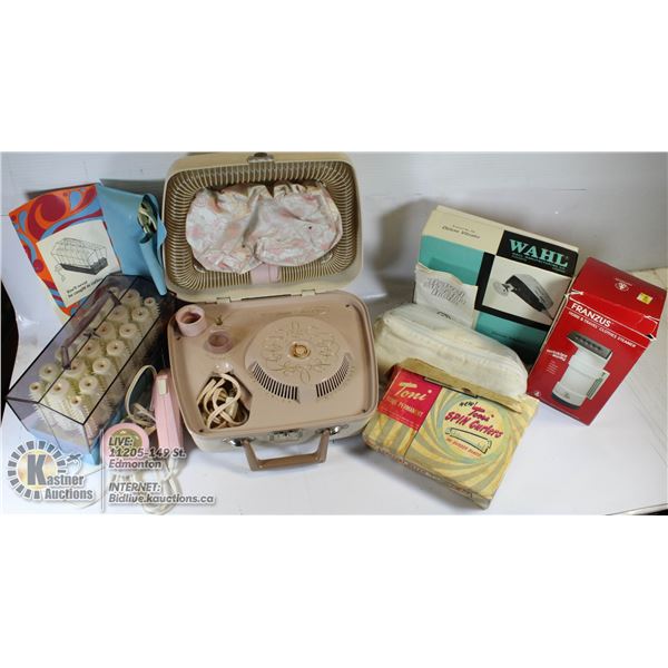 VINTAGE BEAUTY LOT- HAIR DRYER/ELECTRIC CURLERS