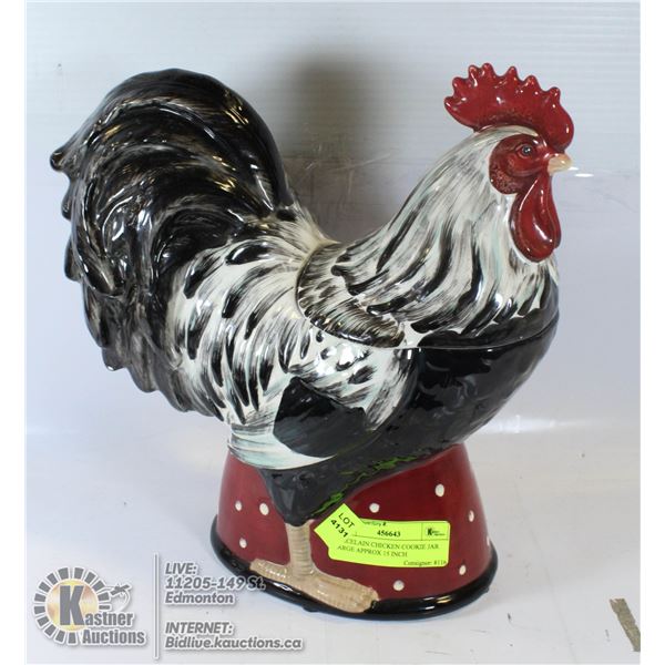 PORCELAIN CHICKEN COOKIE JAR LARGE APPROX 15 INCH