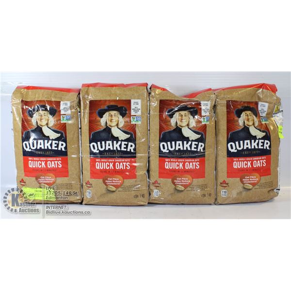 4 X QUAKER WHOLE GRAIN CANADIAN QUICK OATS