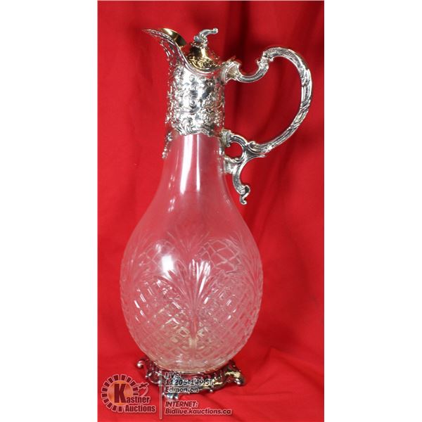 CRYSTAL & SILVER DECANTER- NEW IN BOX