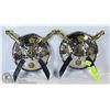 PAIR UNIQUE METAL COAT OF ARMS W/ INSET SWORD SET