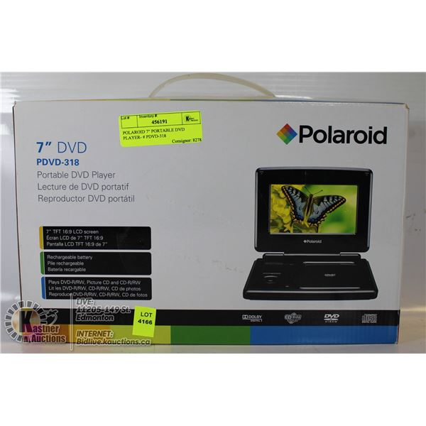 POLAROID 7" PORTABLE DVD PLAYER PDVD318