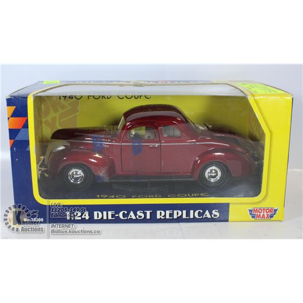 DIECAST METAL MOTORMAX 1940 FORD COUPE REPLICA