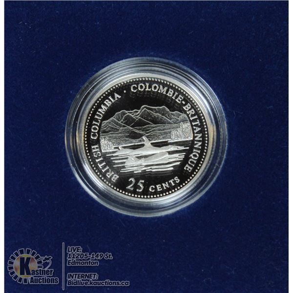 1992 BRITISH COLUMBIA SILVER PROOF 25 CENT