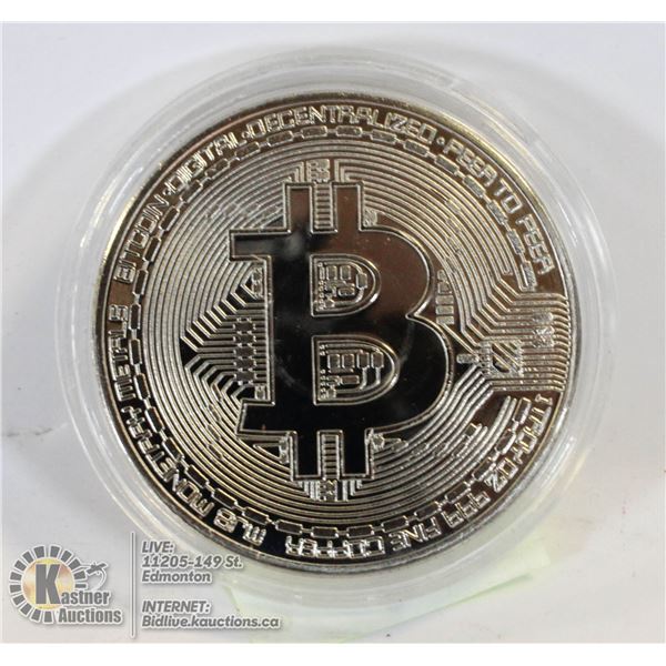 SILVER PLATED BITCOIN IN PROTECTIVE CASE