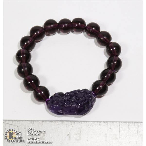 #285-PIXIU OBSIDIAN BEAD BRACELET 8 / 12mm