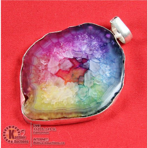 #195- RAINBOW SOLAR QUARTZ PENDANT