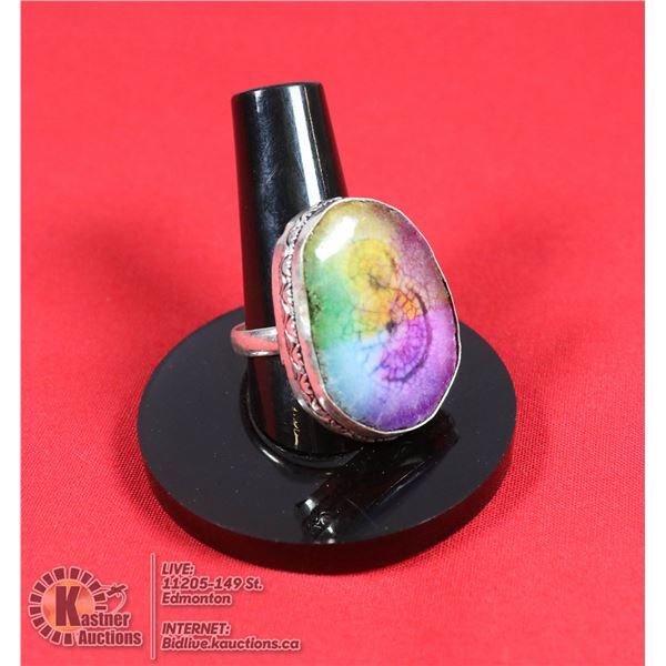 #246-NATURAL RAINBOW SOLAR QUARTZ RING SIZE