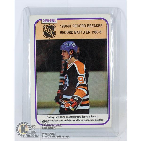 1981 OPC GRETZKY RECORD BREAKER CARD