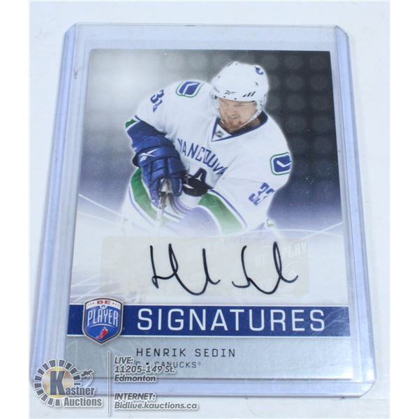 2008-09 BE A PLAYER HENRIK SEDIN SIGNATURES AUTO