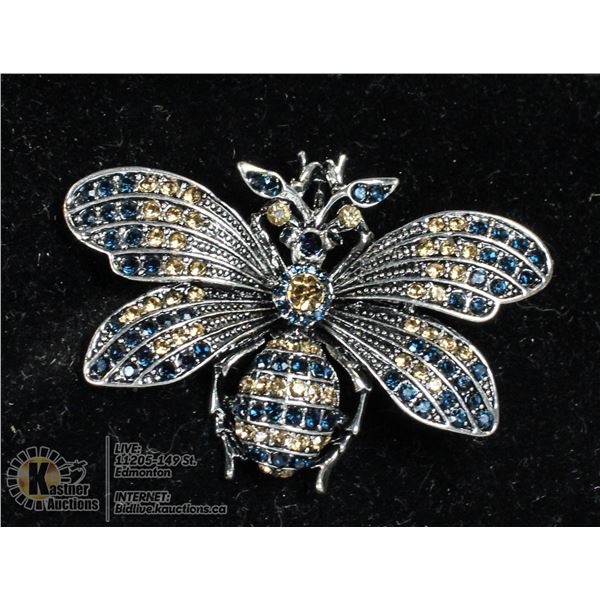 UNCLAIMED BEE RHINESTONE BROOCH