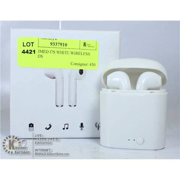 UNCLAIMED I7S WHITE WIRELESS EARBUDS