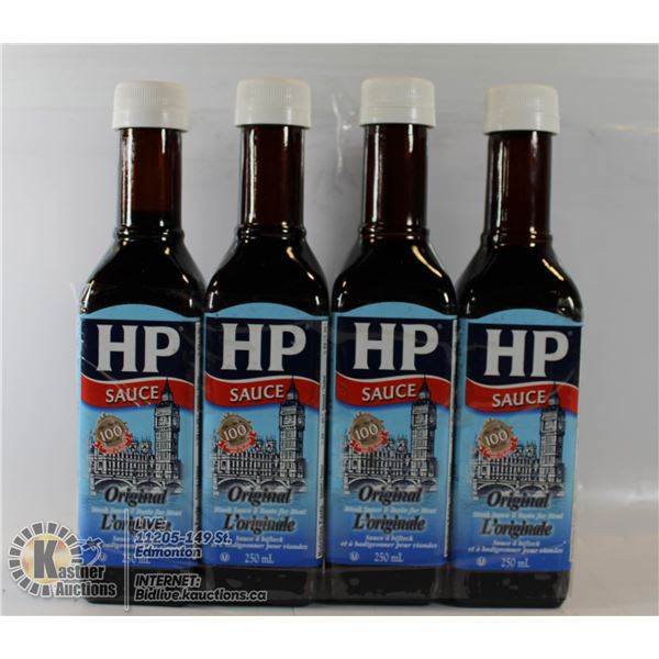 LOT OF 4 BOTTLES HP SAUCE ORIGNAL 250 ML